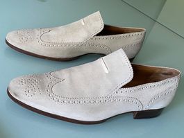 GUCCI Brogue Beige Slip On Wildleder Loafers Slippers 43.5