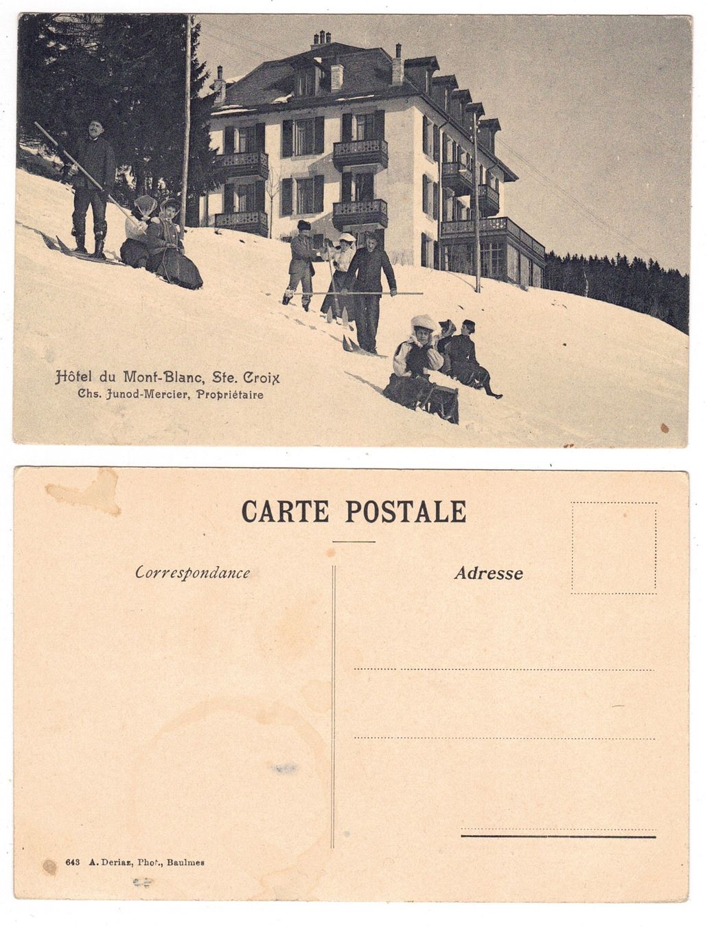 Cartoline postali: Ste.Croix, Hôtel du Mont-Blanc – Usato da La Tour-de-Peilz venduto da amjust