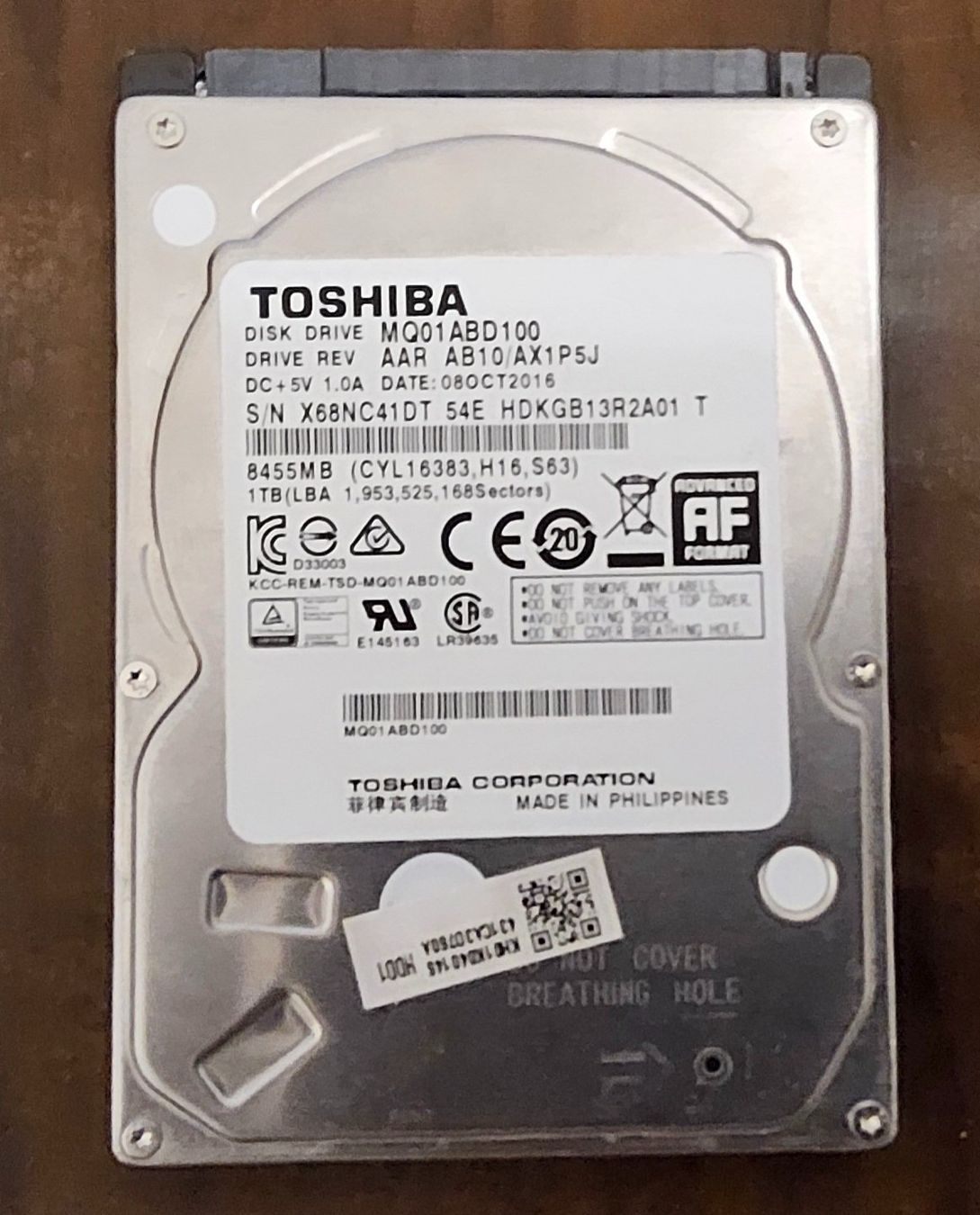 Toshiba Disques durs: 1 TB HDD 2.5 Z – D'occasion à Basel par drfsim