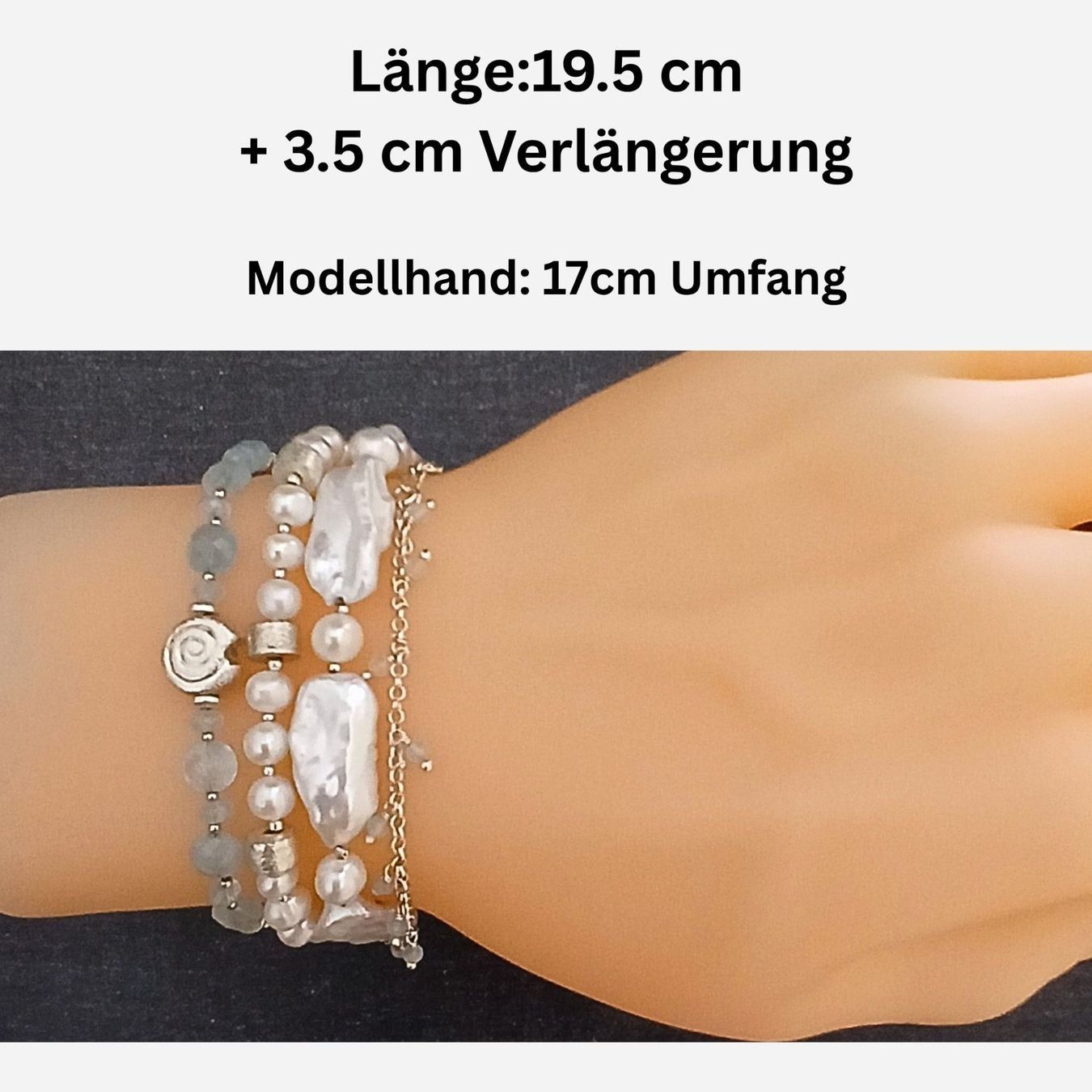 Armbänder & -reifen: Statement-Perlen-Armband mit Aquamarin und Silber - Unikat – Neu und originalverpackt aus Lütisburg von Emarra 2