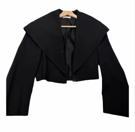 Alaia Black Cropped Jacket - Wide Lapel, Size 38
