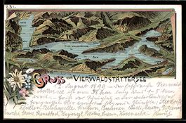Litho Luzern, Vierwaldstättersee, Panor