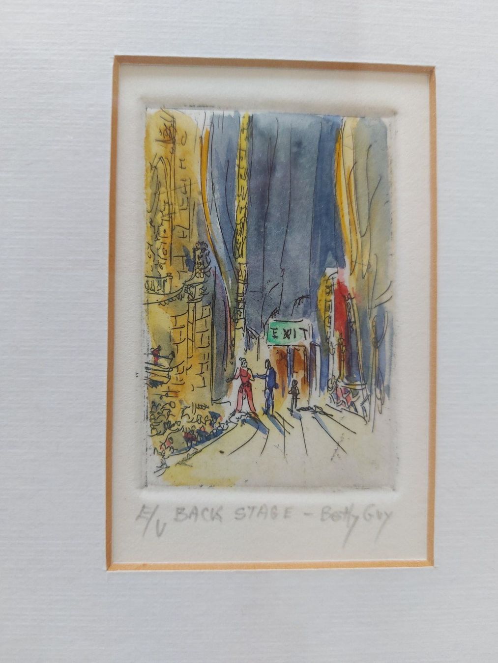 Dipinti: BETTY GUY  1920 - 2016  "Back Stage"  Radierung/Aquarell – Usato da Zürich venduto da Daniel517 1