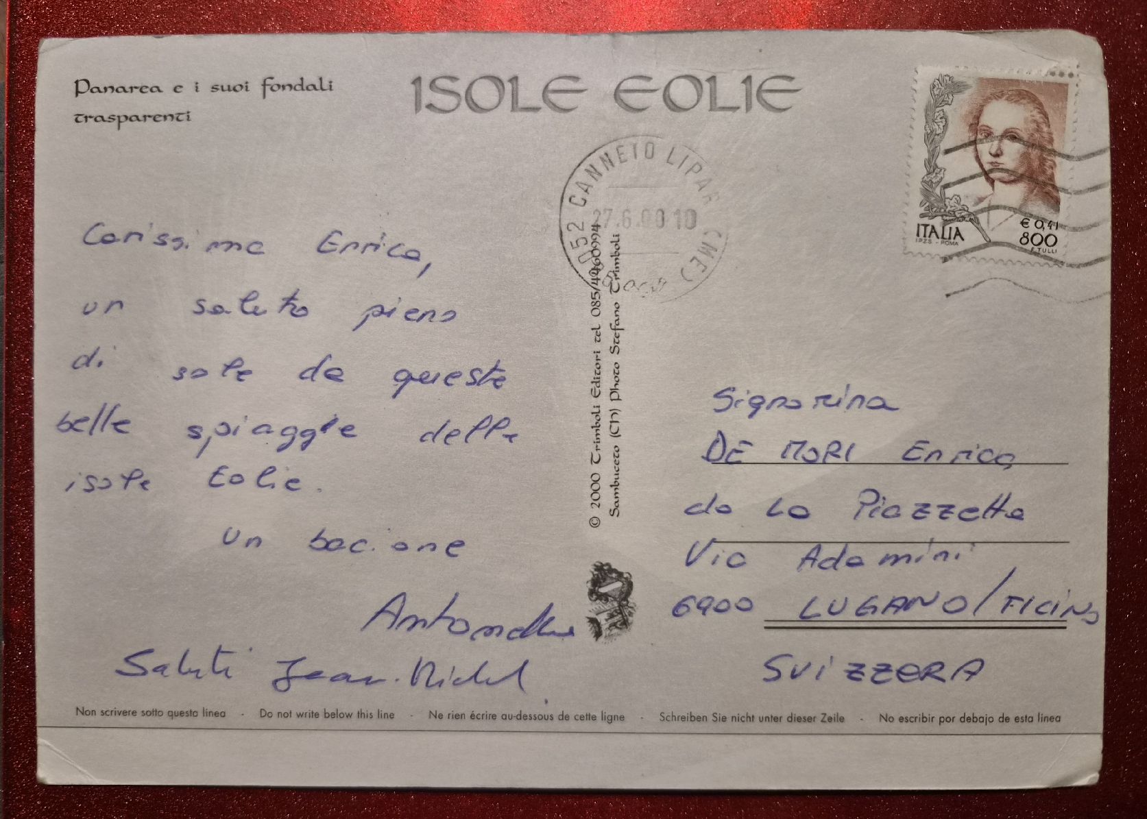 Ansichtskarten: Isole Eolie 2000 – Gebraucht aus Melchnau von Arthurius 1