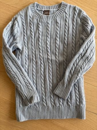 Naturaline Merino Pullover Gr. 110/116 hellblau Zopfmuster