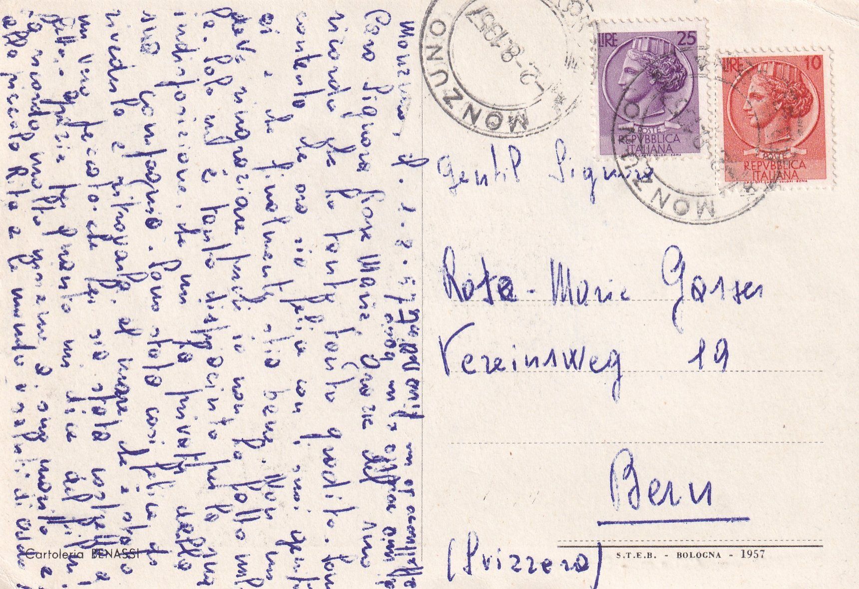 Cartoline postali: Monzuno /mp – Usato da Hombrechtikon venduto da Rudolf07 1