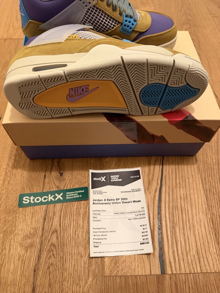 Jordan 4 Retro x Union „Desert Moss“ (Neuf avec emballage d'origine) à ...