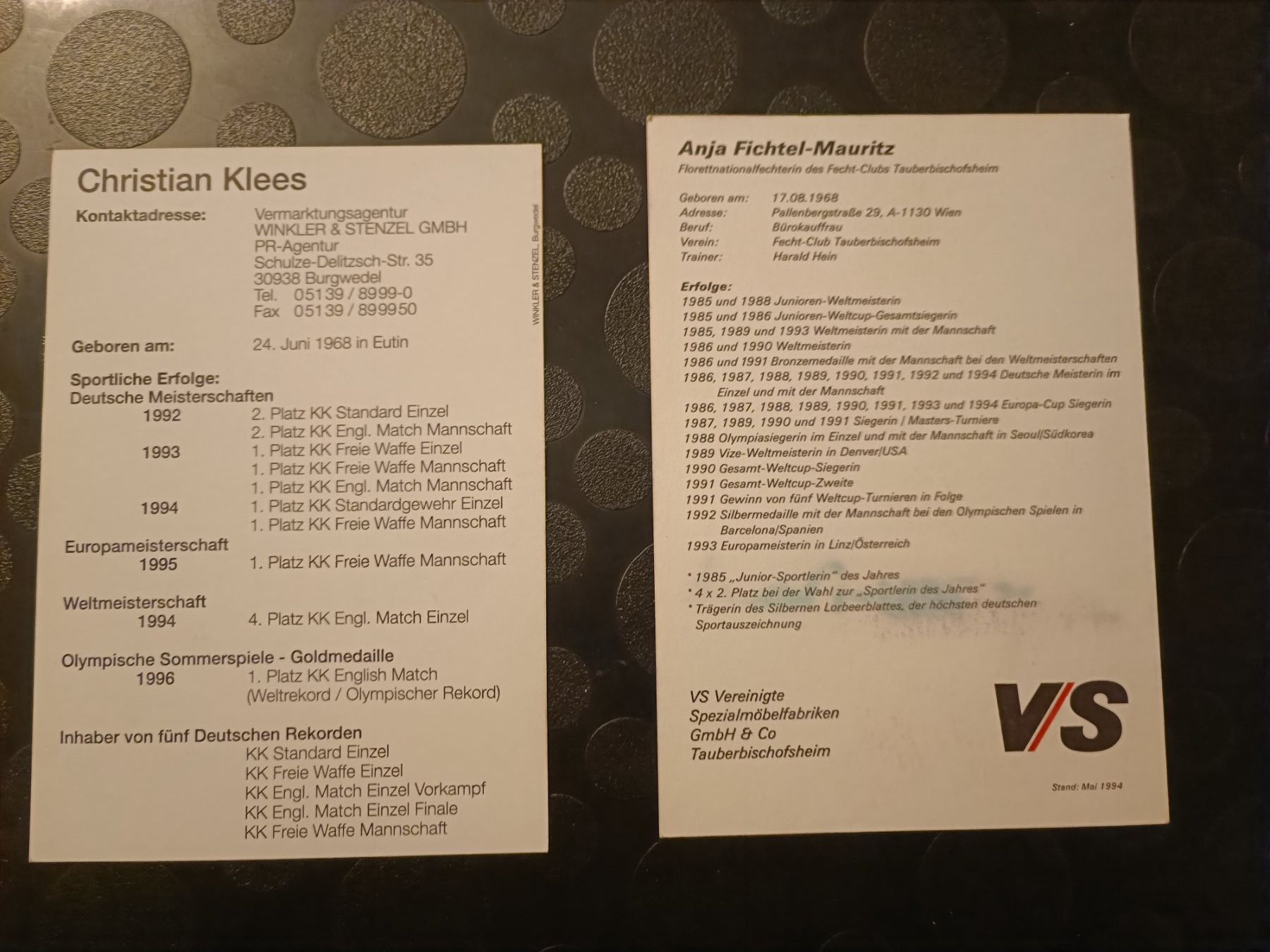 Autografi: Olympiasieger Set - 2 handsignierte Karten – Usato da Menziken venduto da Artographs 1
