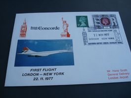 Grossbritannien 1977, Brief Erstflug Concorde, London-NY