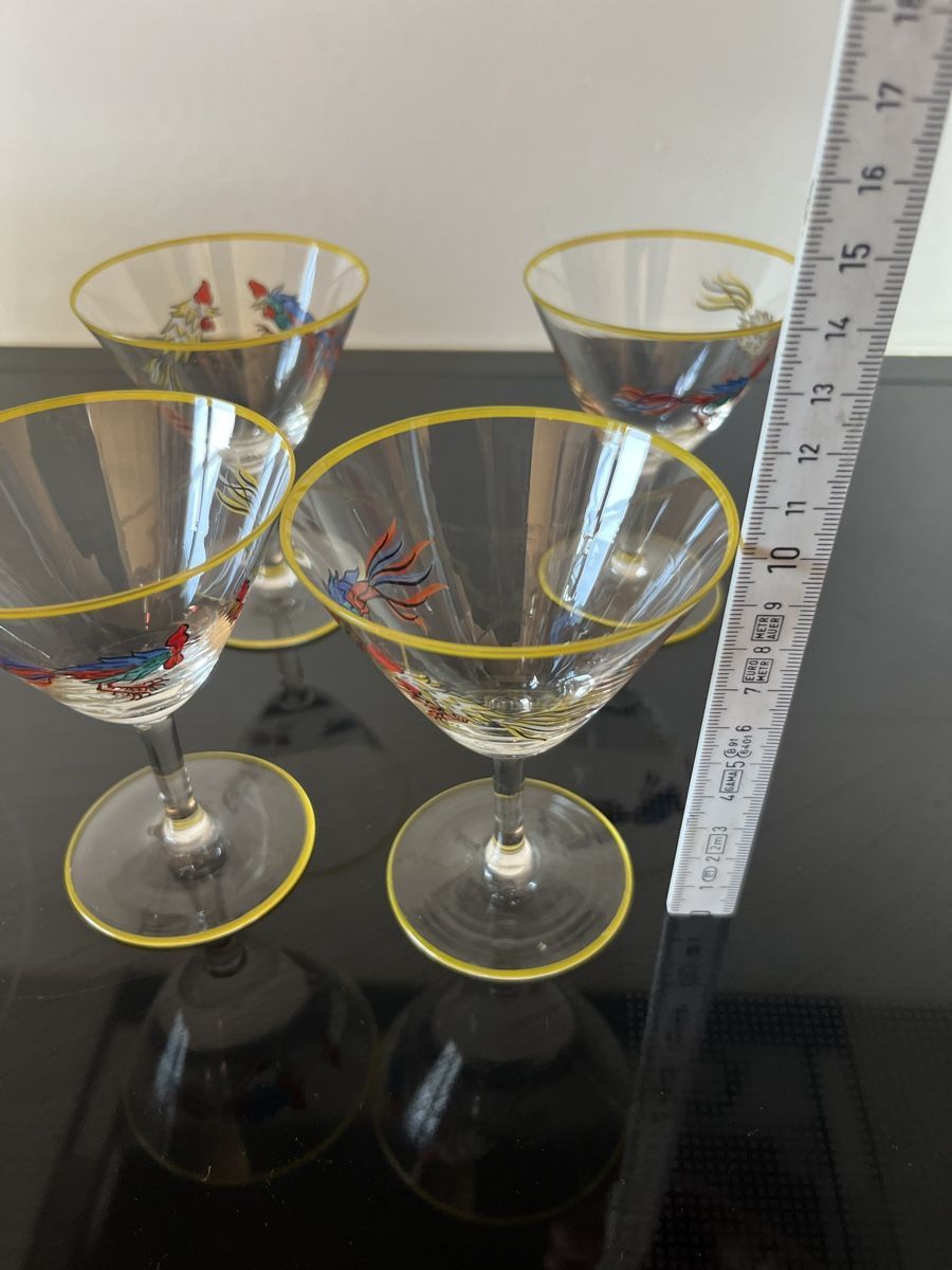 Gläser: 4 Cocktailgläser, handbemalt, Hahn Motiv – Gebraucht aus Saanen von SoniaMichaela 1