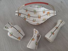 50er 60er vintage Jasba Keramik 3 Vasen + Schale Mid Century