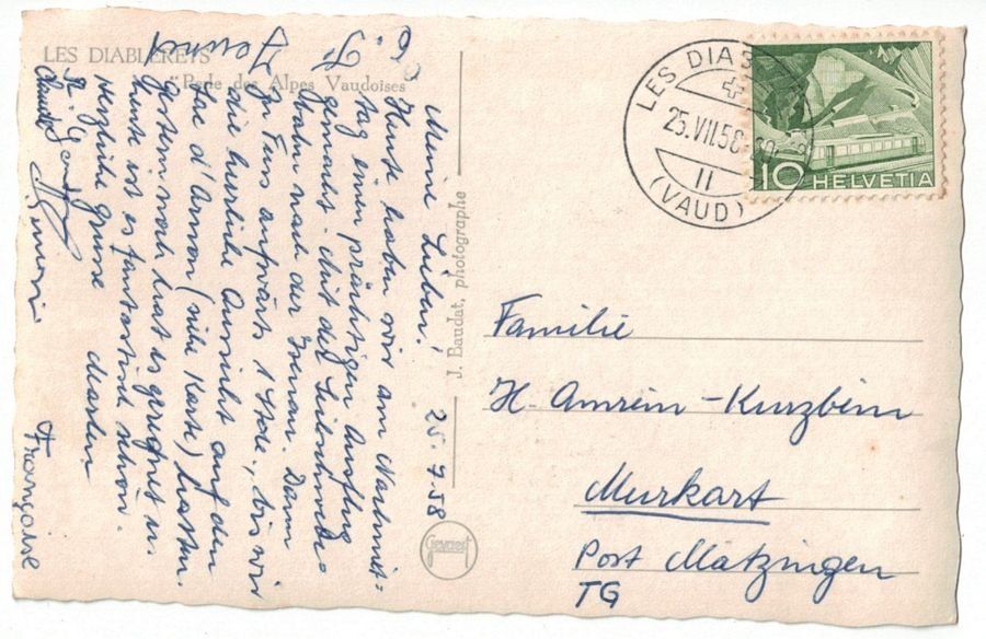 Cartoline postali: Lac d'Arnon vu de Fiorettaz, circulée 1958 – Usato da Frauenfeld venduto da POML 1