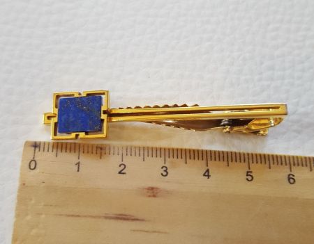 Gold 585 Massiv Krawattennadel mit lapiz