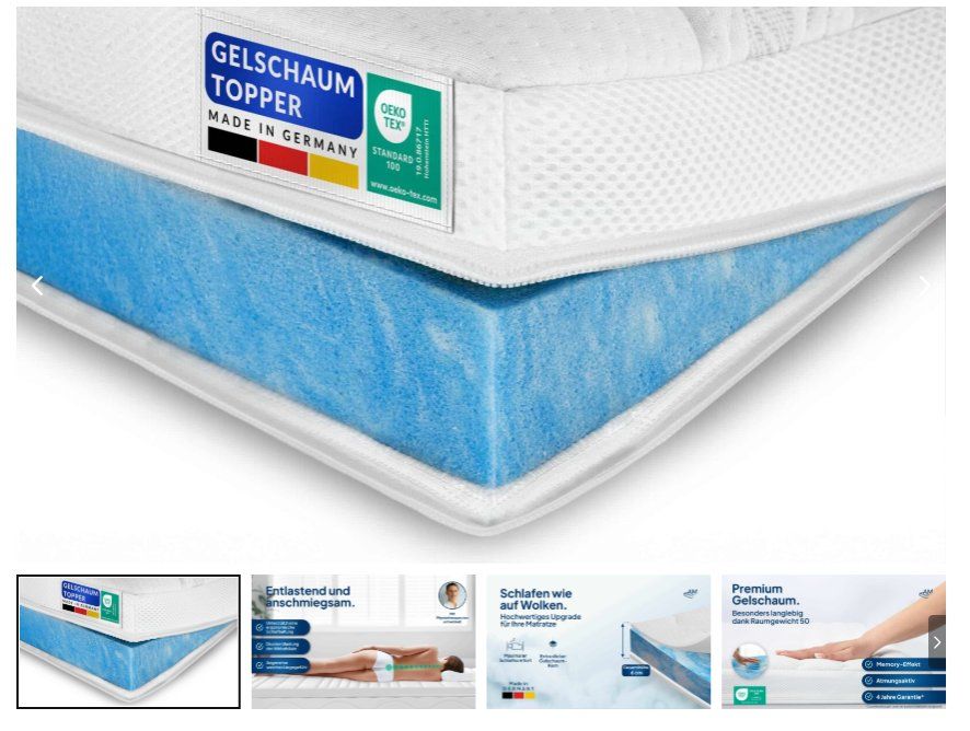Materassi: Premium Gelschaum Topper/ 6cm – Nuovo e nell'imballaggio originale da Zürich venduto da jud_5bnl