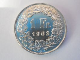 1 Fr. 1963 silber  unz/stgl  Prachtsstück