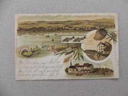 Litho Karte Hurden bei Pfäffikon SZ & Rapperswil SG Adler