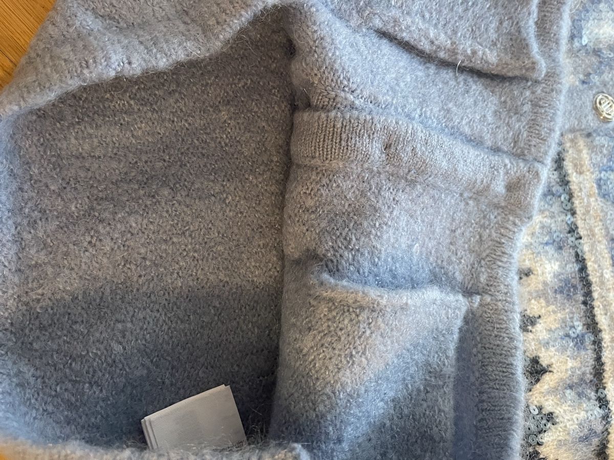 Maje Giacche: Pullover/ Maje Winter Cardigan Damen Grösse 2 Blau gestreift – Usato da Rüschlikon venduto da Lajniii 6