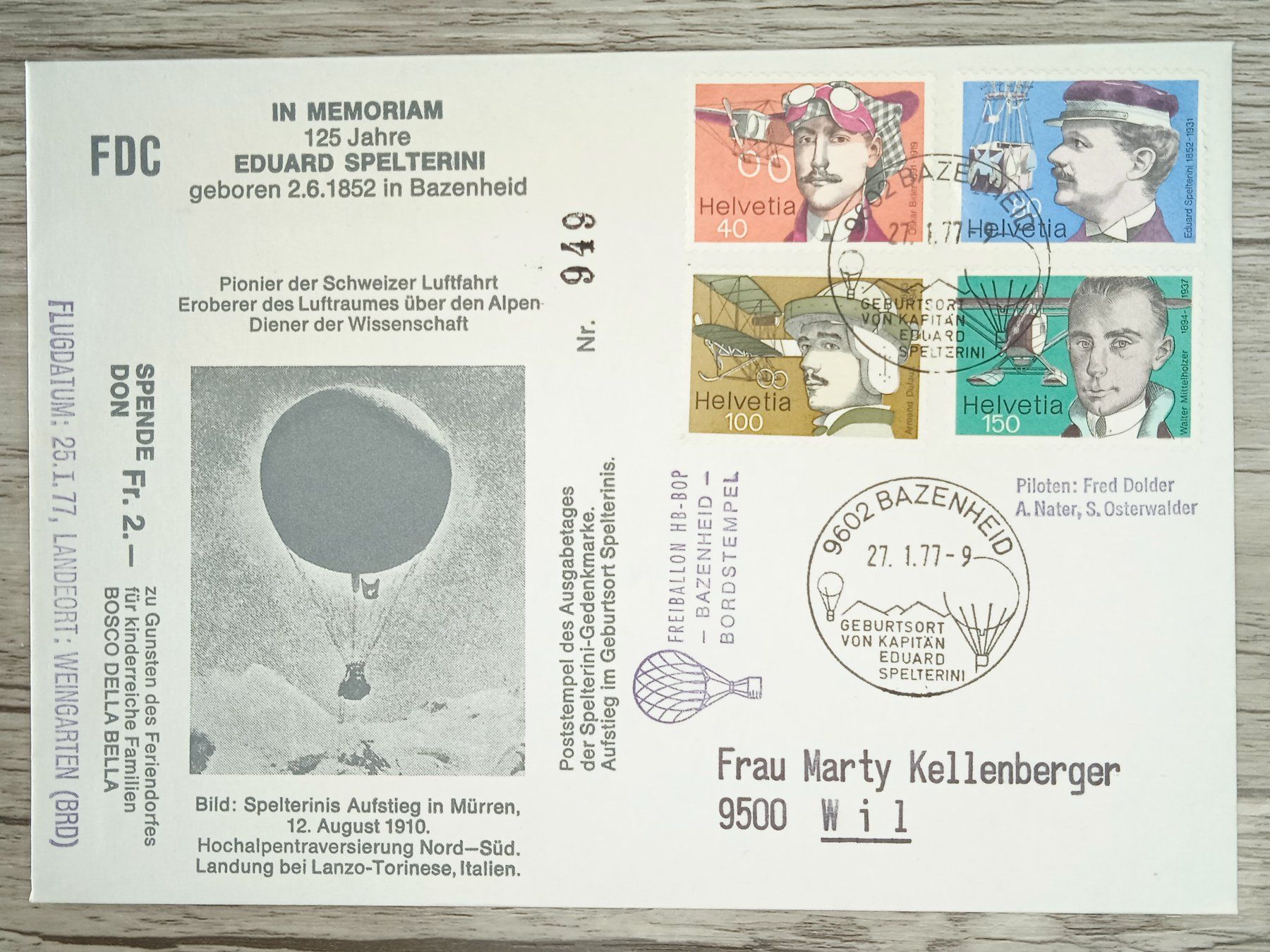 Tutti i francobolli: TR105 Enveloppe Suisse + Timbre 1977 – Usato da Cousset venduto da Patrick_Collections