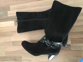 NEU*** NAVYBOOT Stiefel Wildleder & Lack schwarz 38