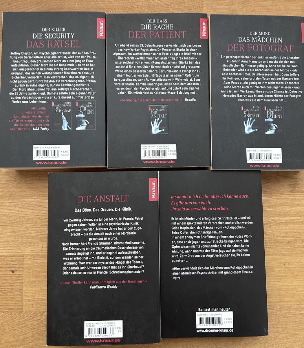 Libri: 5 JOHN-KATZENBACH-PSYCHOTHRILLER – Usato da Attiswil venduto da tommy0391 1