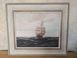 Schiff auf hoher See, gemälde gerahmt, maritime Deko