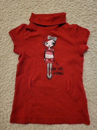 Rotes Mädchen T-Shirt Gr. 104 mit Rollkragen, Top!