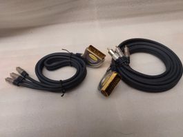2x Scart / Cinch cable - 1x 1m + 1x2m CLICKTRONIC Gold serie