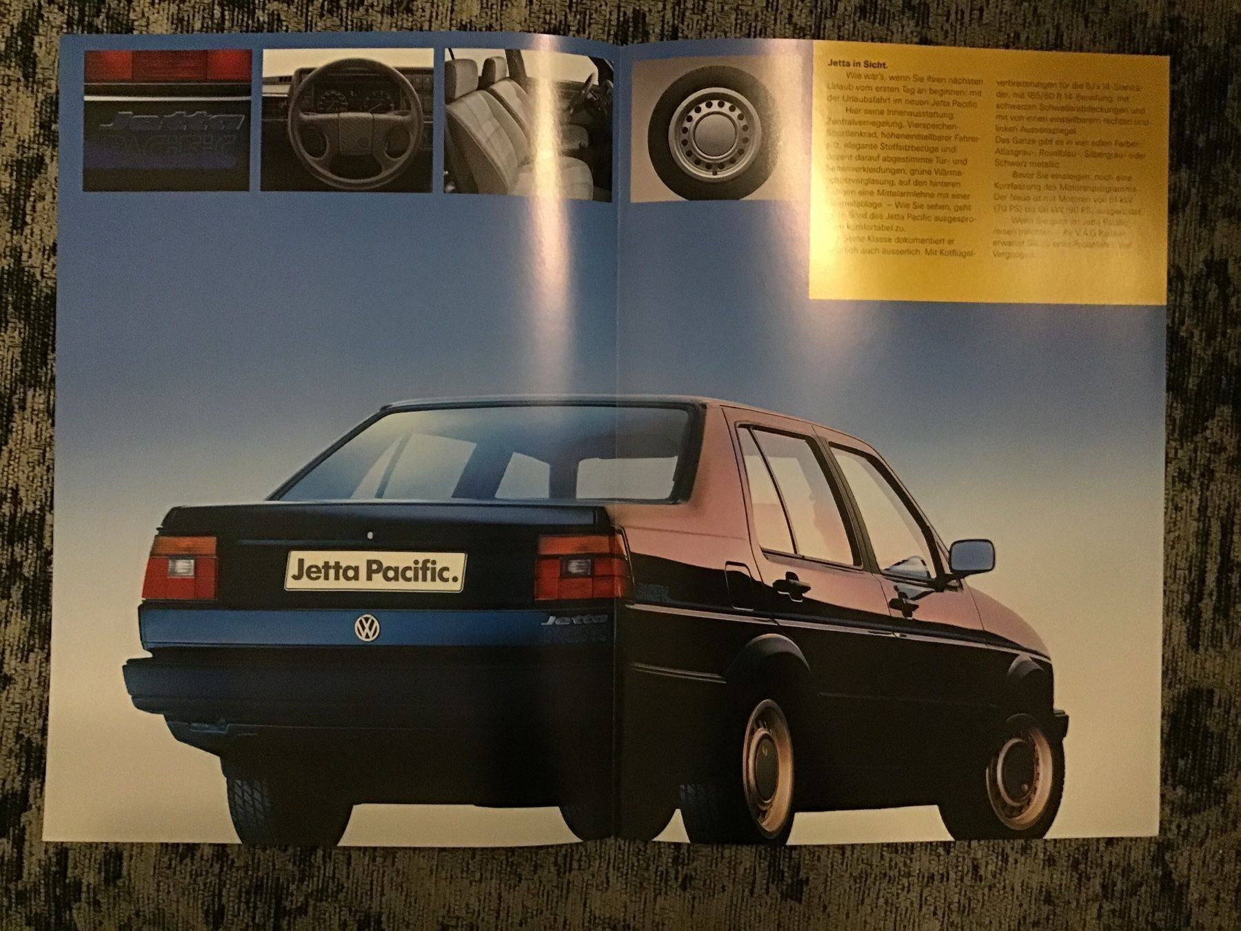VW Dokumente: VW Jetta Pacific Faltprospekt 1989 – Gebraucht aus Scherzingen von Starseller62 1