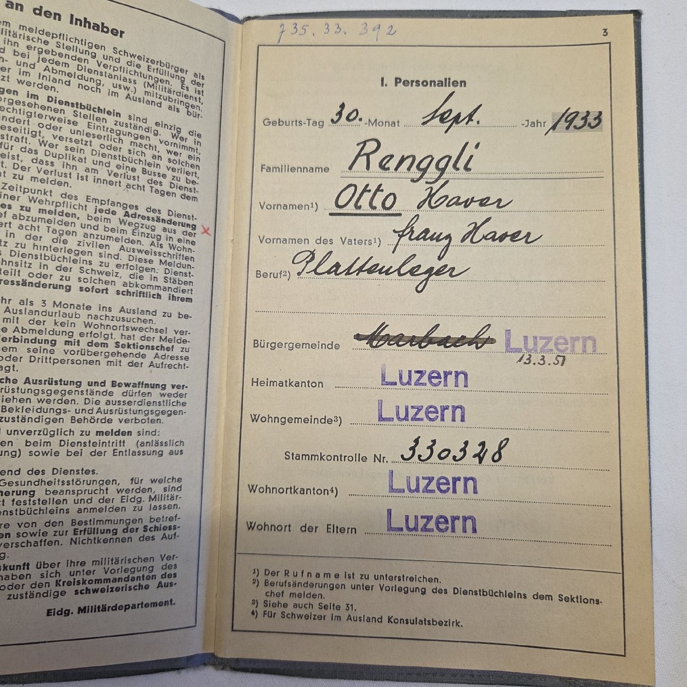 Documents: Dienstbüchlein CH Armee – D'occasion à Stans par Ducati16 3