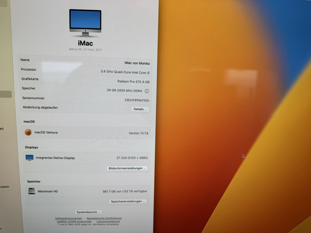Apple PC: iMac 27-Zoll, 2017, 3.4 GHz Quad-Core Intel Core i5 – Usato da Niederrohrdorf venduto da Krambamboli 2