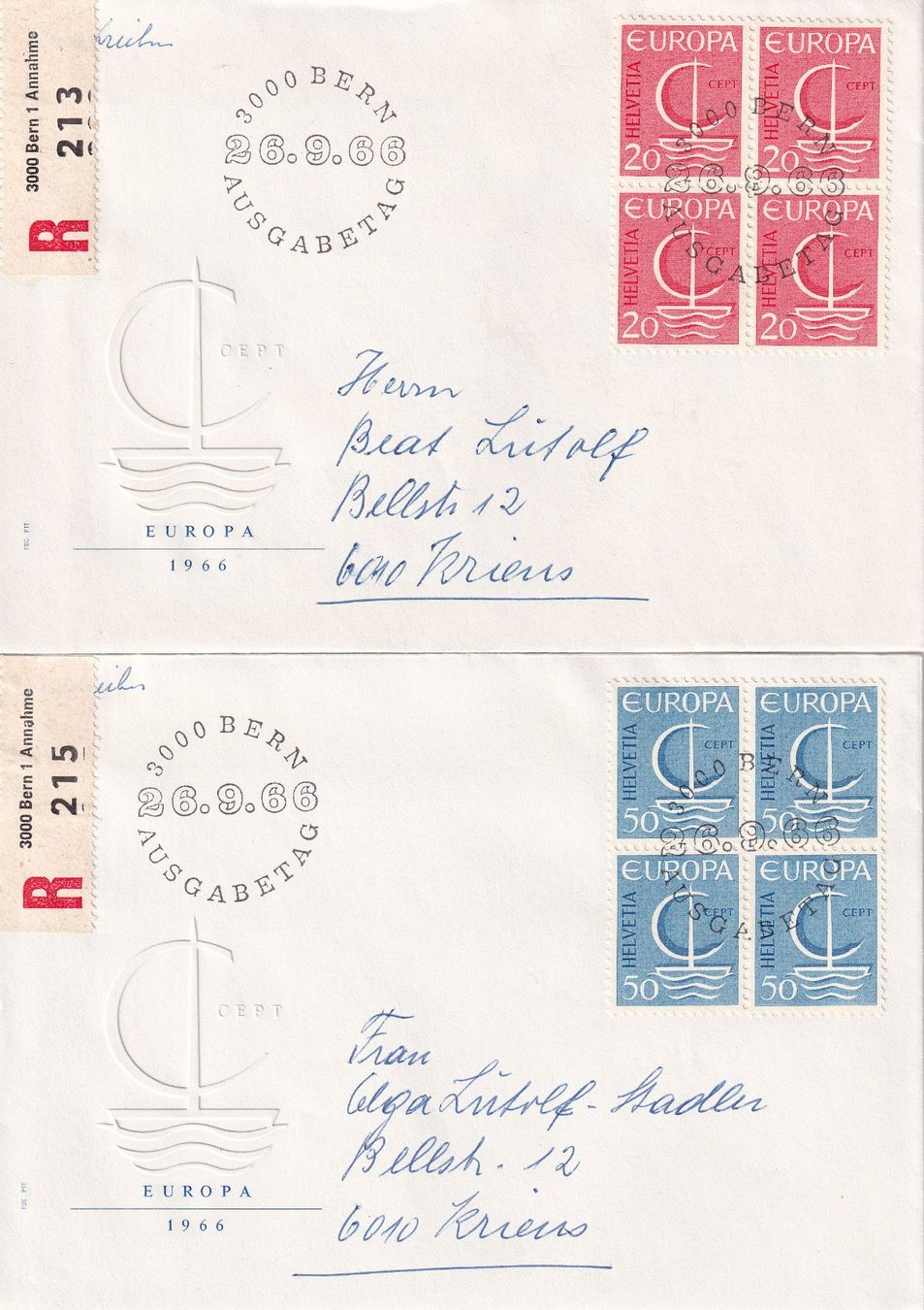Tutti i francobolli: Lot 7 Briefe FDC 4er Block 1966 – Usato da Rossa venduto da becky05