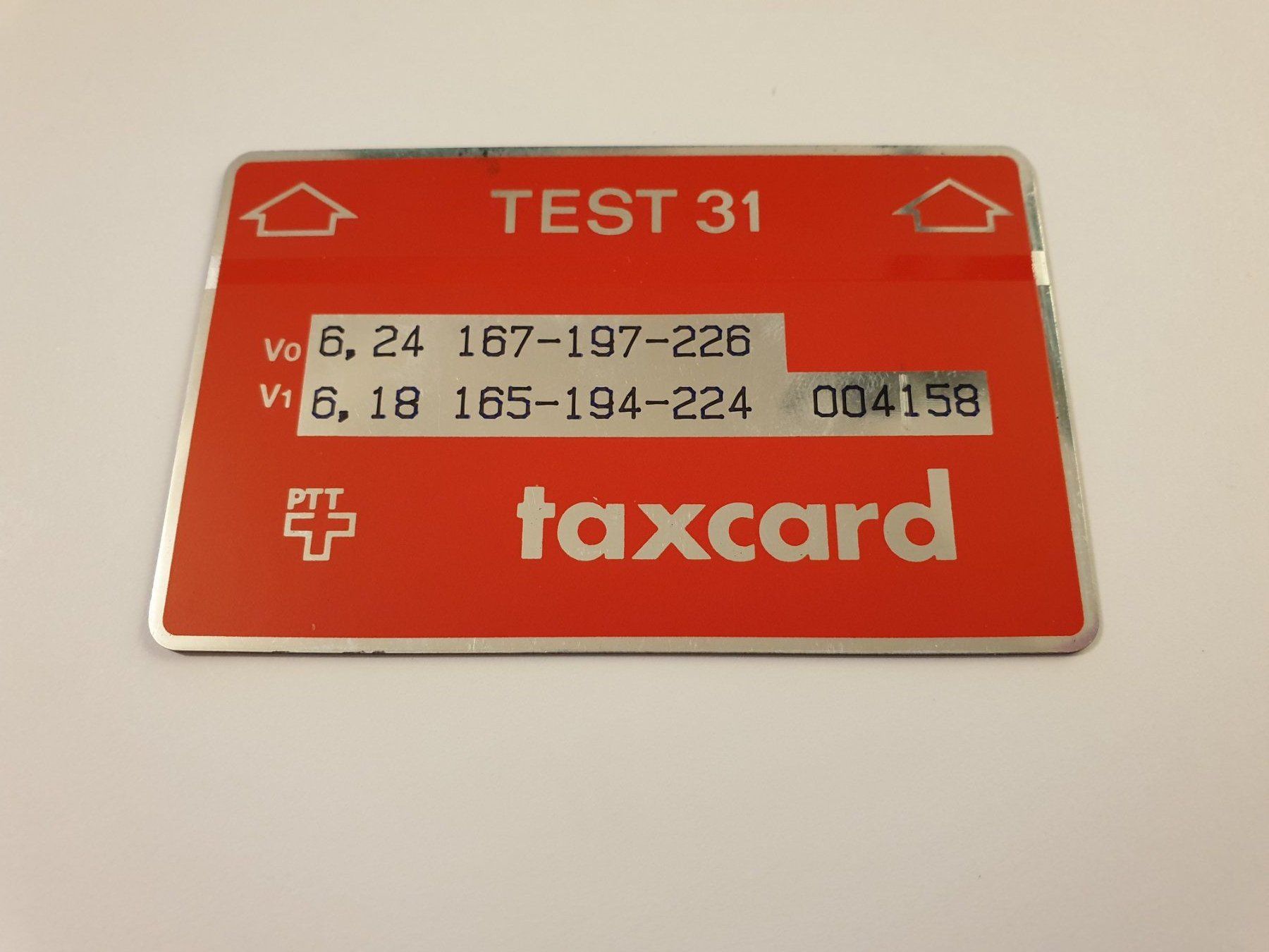 Schede telefoniche: Taxcard - TEST 31 , M-9  200ex – Usato da Rain venduto da chesz