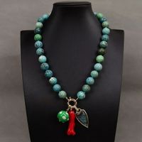 Collier Türkis Halskette Edelstein Sautoir Turquoise 51 cm