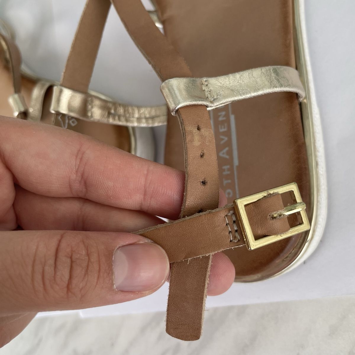 Scarpe da donna: Leder Sandalen Braun Gold 5th Avenue – Usato da Bellach venduto da Lapislazuli_blues 5
