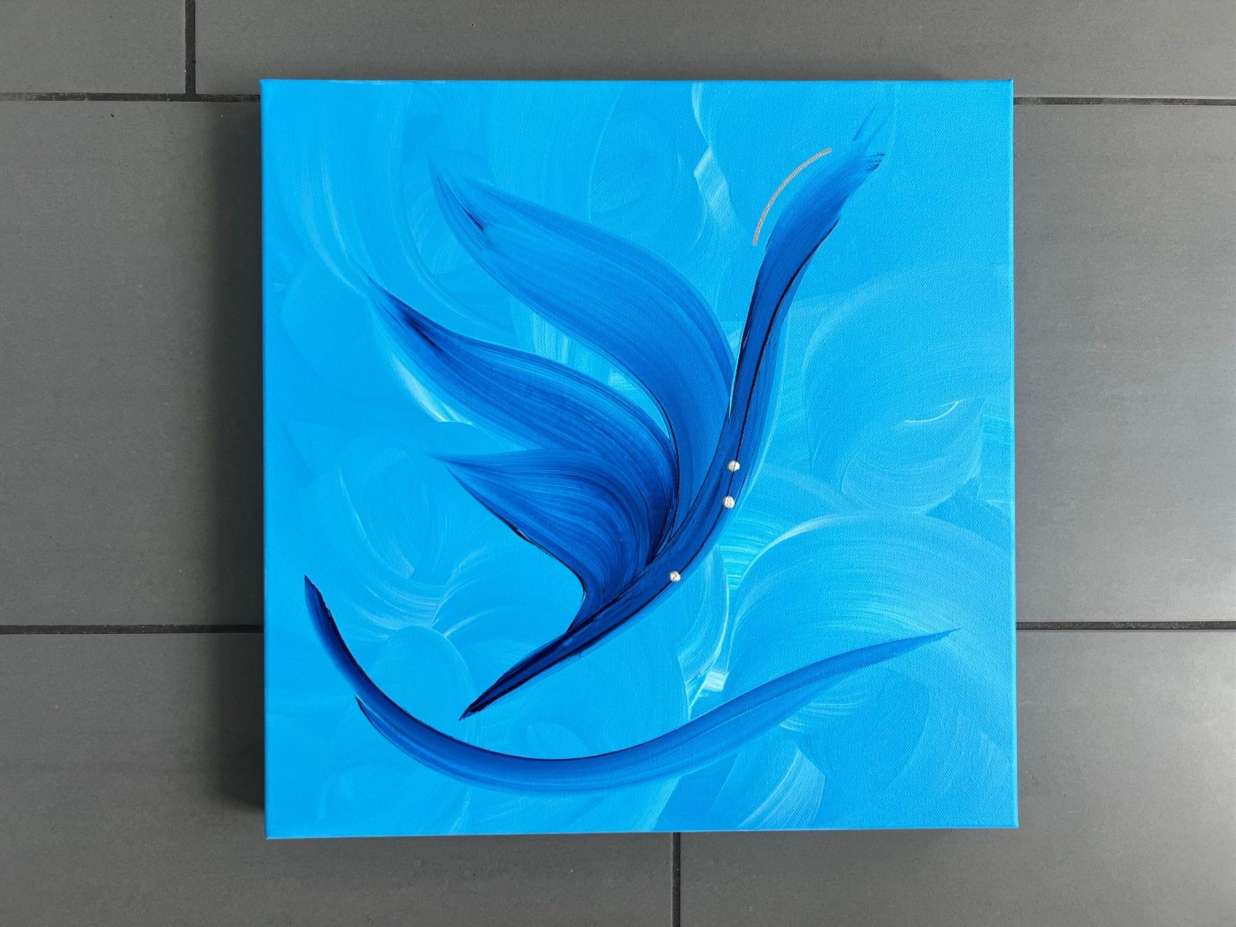 Gemälde: 40x40cm Bild blau "Neugier" – Neu und originalverpackt aus Urdorf von manuela4 5