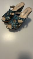 PRADA Plateau-Wedges / Sandaletten – Türkis-Grün – nur 2× ge