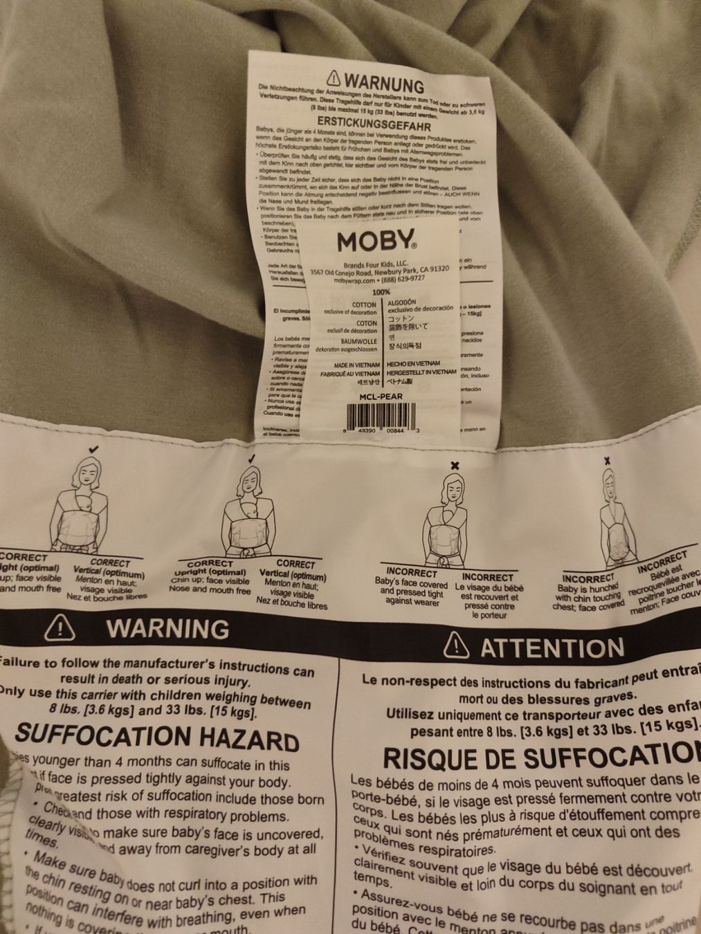 Moby Wrap Marsupi portabebè: Moby Wrap Tragetuch ungebraucht – Usato da Winterthur venduto da argy_7 3