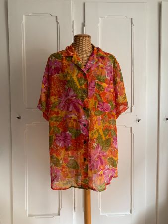ROSINA - Vintage Chiffonbluse geblümt L