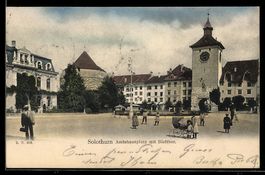 AK Solothurn, Amtshausplatz mit Bielthor