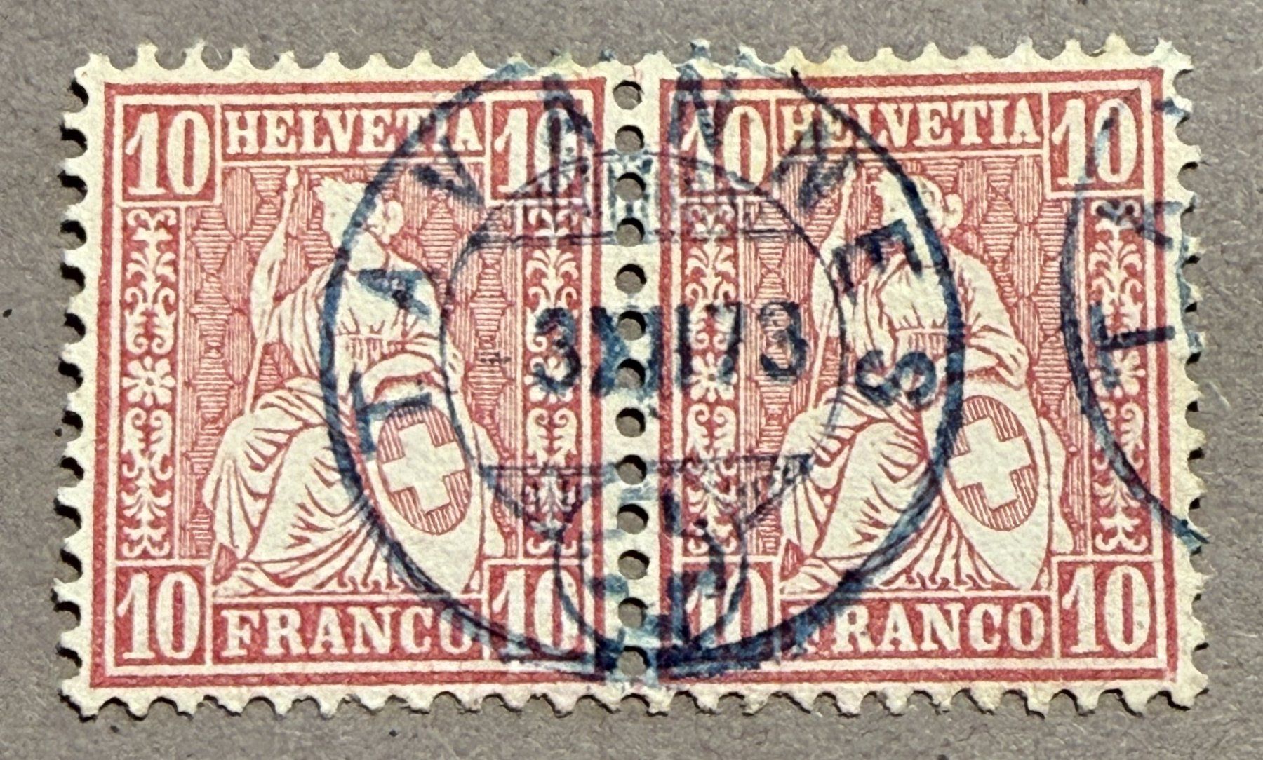 Tutti i francobolli: 38 Paar blauer Stempel Tavannes – Usato da Steinhausen venduto da yukon26