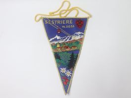 Antiker Wimpel Sestriere Italien Swiss Made bestickt
