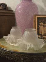 2 dekorative antike Lampenschirme aus Glas, 2Cloches RARITÄT