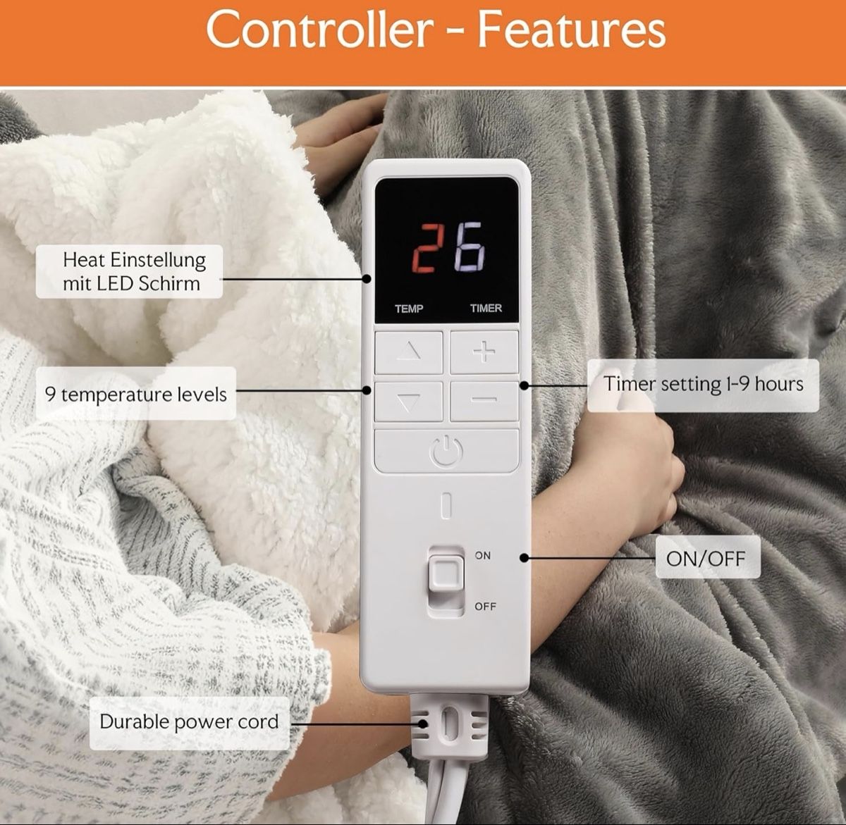 Coperte: Elektrische Heizdecke 130×160 cm mit Timer & LED-Controller – Nuovo e nell'imballaggio originale da Suhr venduto da SchnapperCH 2