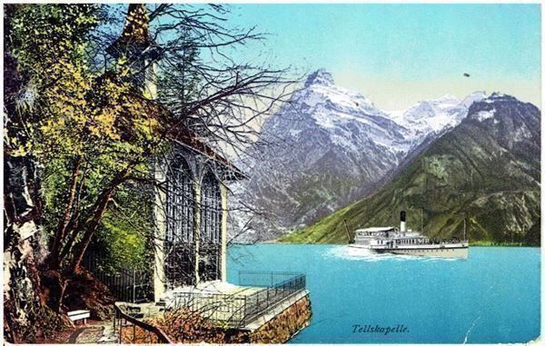 Ansichtskarten: Tellskapelle, 1920 – Gebraucht aus Flims - Dorf von Stagediver