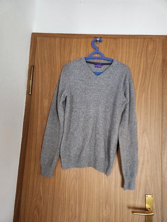 Pull homme Izac Couture cachemire gris col en V Taille S/M