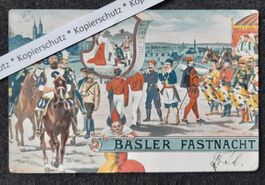 Antike Litho Ansichtskarte AK Basler Fasnacht, gelaufen 1904