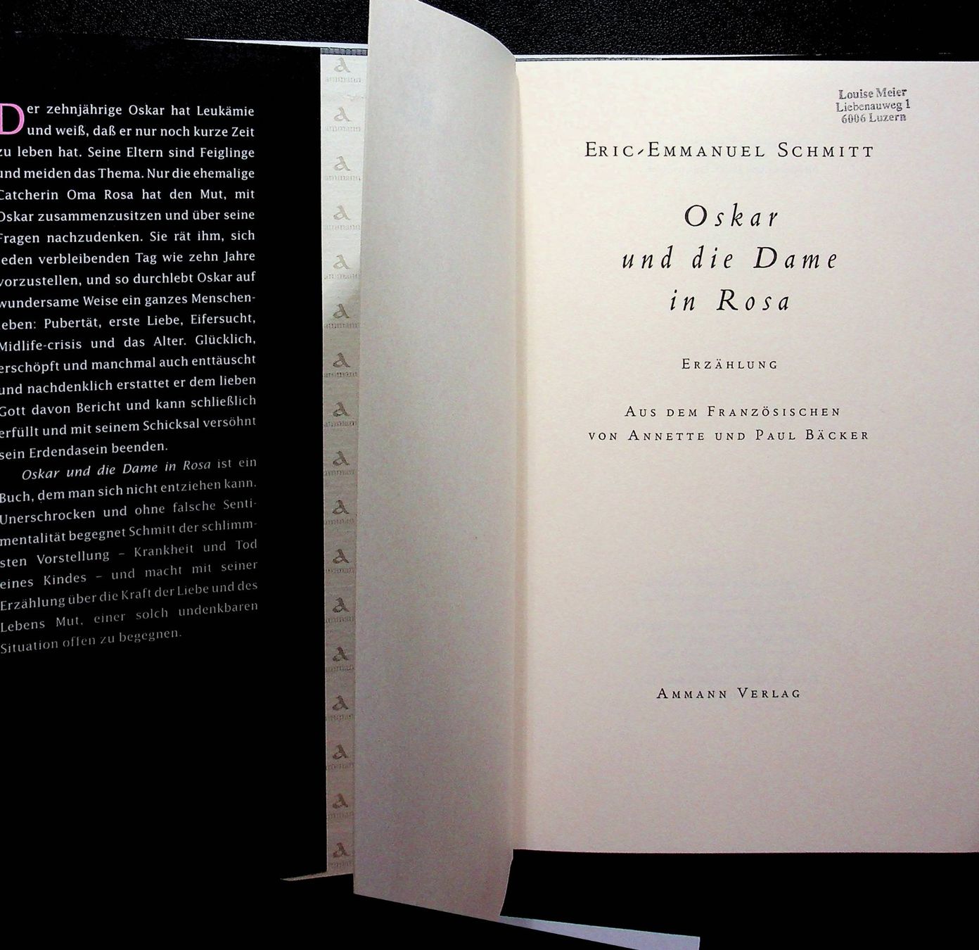 Libri: EricEmmanuel Schmitt  Oskar und die Dame in Rosa – Usato da Reitnau venduto da Zaomir 2