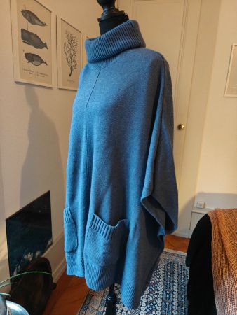 Massimo Dutti Cashmere Wool Poncho Cape Sweater Tneck M OS