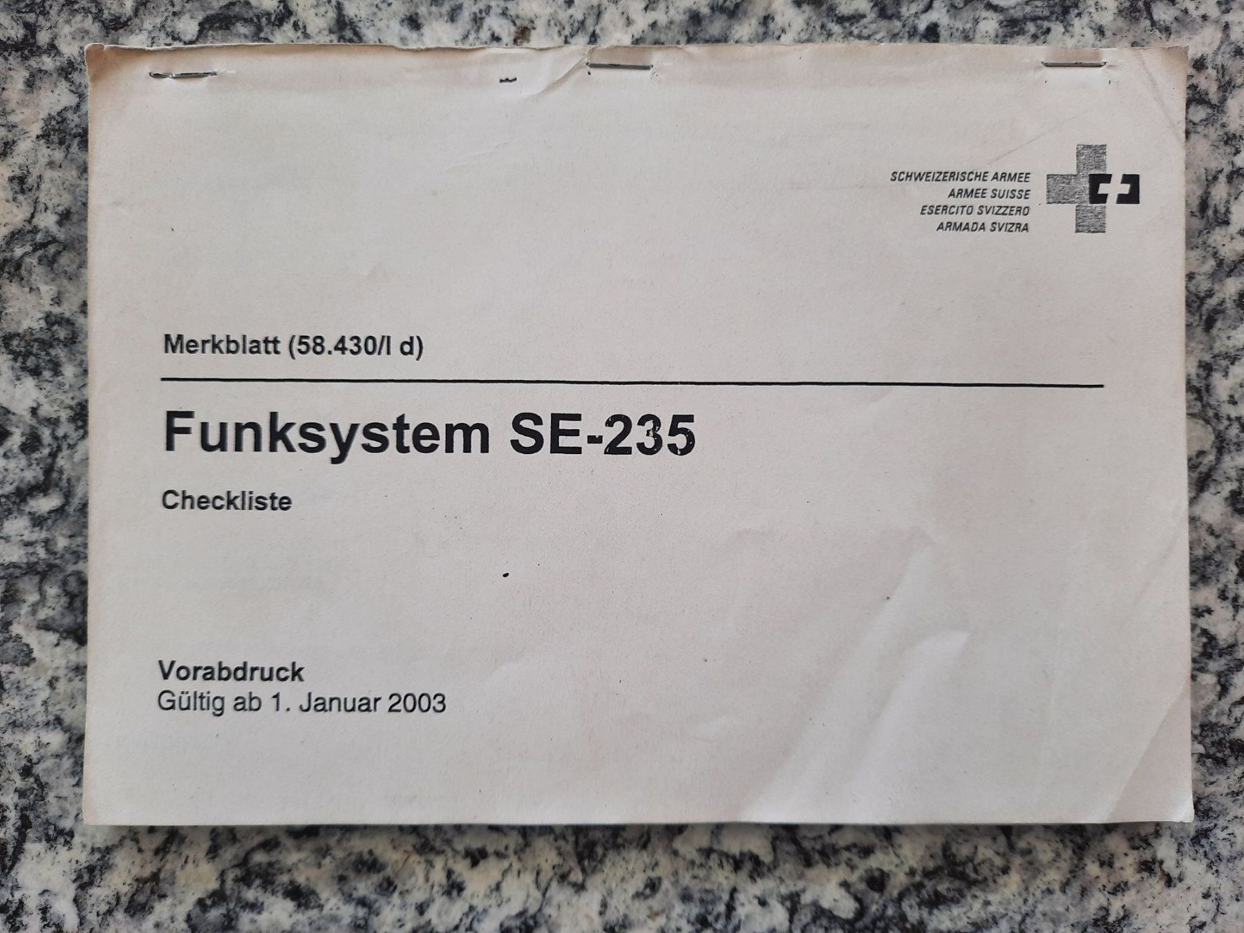 Bücher: Funksystem SE-235 - Checkliste – Gebraucht aus Ruswil von Sammlergeist
