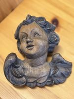 Hand Carved Wooden Angel Head Ornament - Christmas Decor